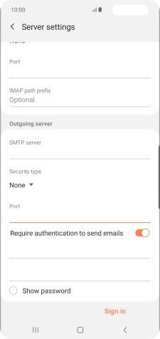 Press the indicator next to 'Require authentication to send emails' to turn on the function.