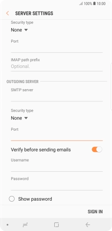 Press the indicator next to 'Verify before sending emails' to turn on the function.
