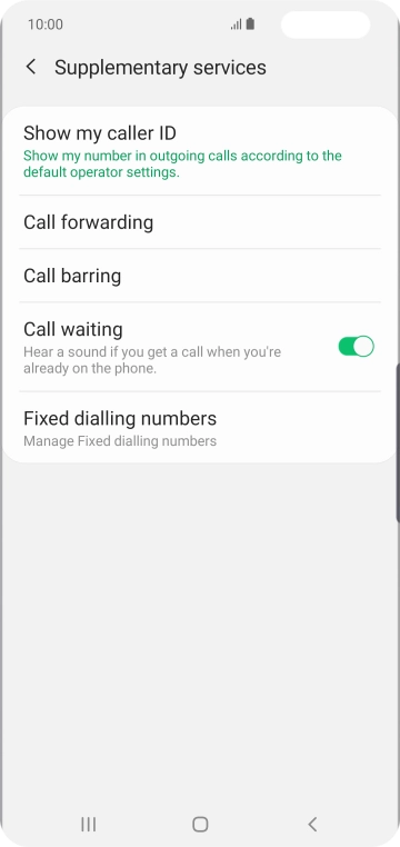 Press the indicator next to 'Call waiting' to turn the function on or off.