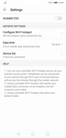 Press Configure Wi-Fi hotspot.