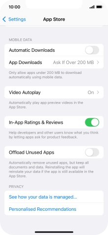Press the indicator next to 'Offload Unused Apps' to turn the function on or off.