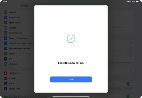 Press Done. If you haven't previously selected a lock code, key in a code of your own choice twice.