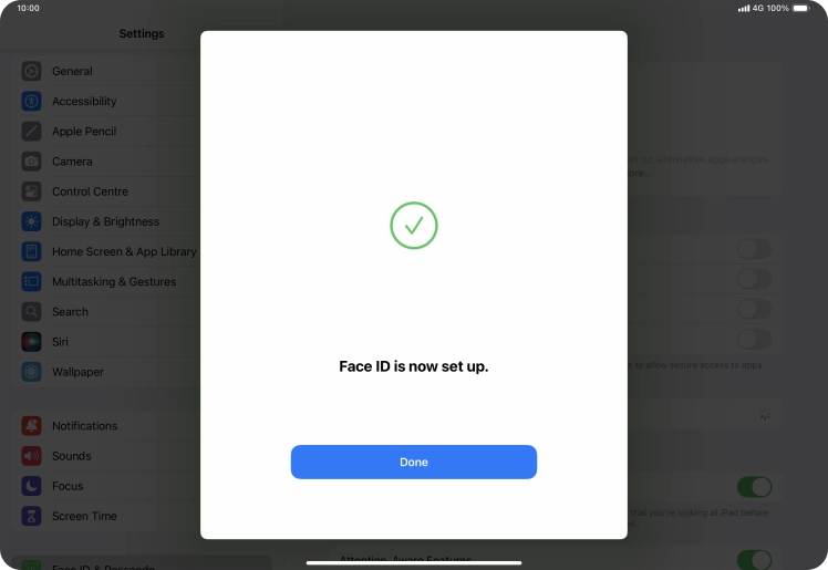 Press Done. If you haven't previously selected a lock code, key in a code of your own choice twice.