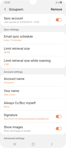 Press the indicator next to 'Sync account' to turn on the function.