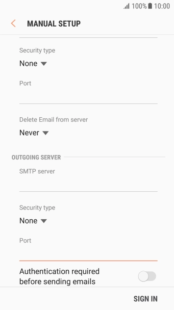 Press Authentication required before sending emails to turn on the function. Press Authentication required before sending emails to turn on the function.