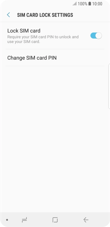 Press the indicator next to 'Lock SIM card' to turn the function on or off.