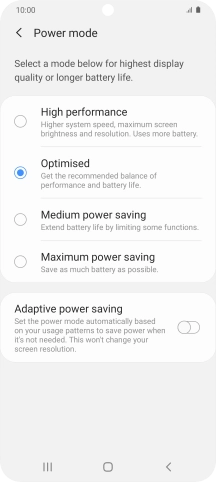 Press the required power saver mode.