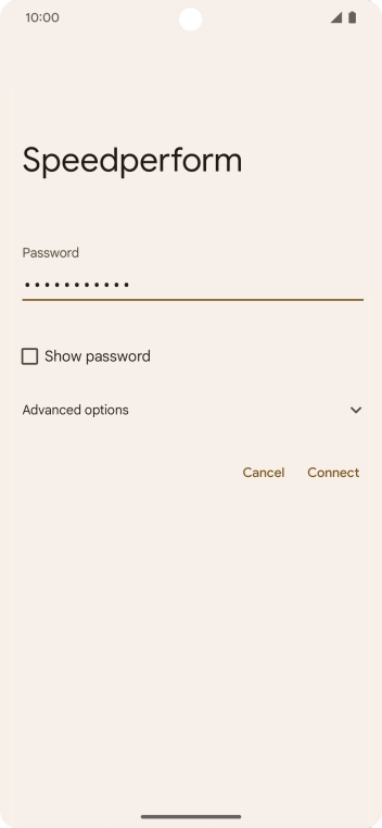 Key in the password for the WiFi network and press Connect.
