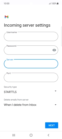 Press the field below 'Port' and key in 110.
