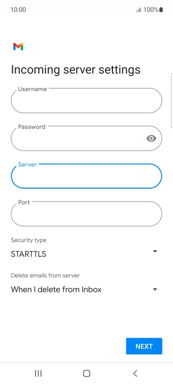 Press the field below 'Port' and key in 110.