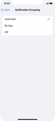 Press the required setting.