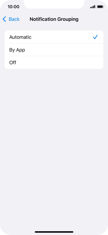 Press the required setting.