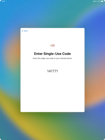 Follow the instructions on the screen and in the 'Move to iOS' app to transfer the content from the Android device to your tablet and set up your tablet and prepare it for use.