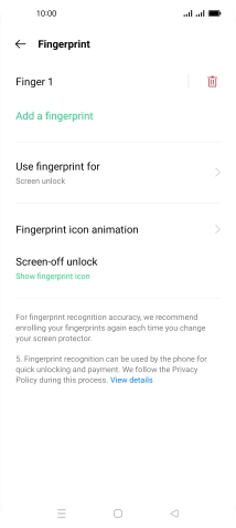 Press the delete icon next to the required fingerprints.