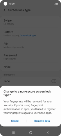 Press Remove data.