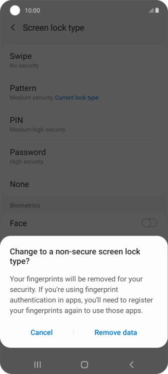 Press Remove data.