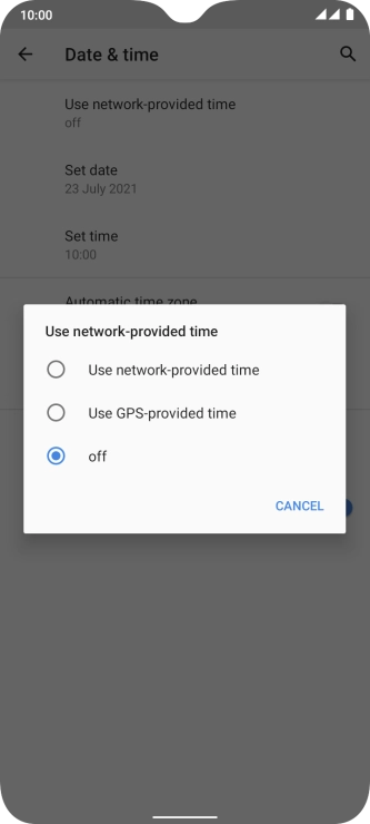 Press Use network-provided time to turn on the function.