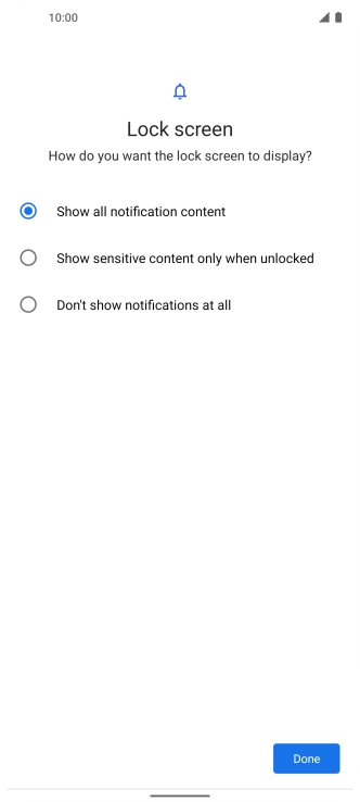 Press the required setting.
