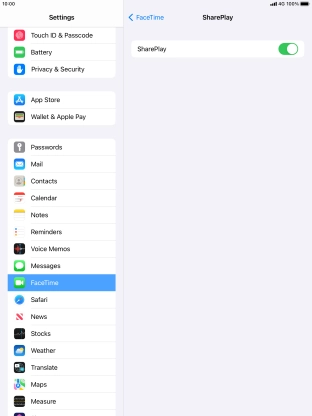 Press the indicator next to 'SharePlay' to turn the function on or off.