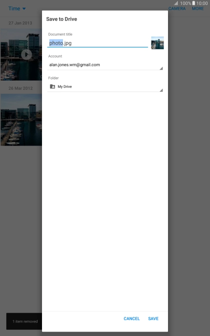 Press the field below 'Folder'.