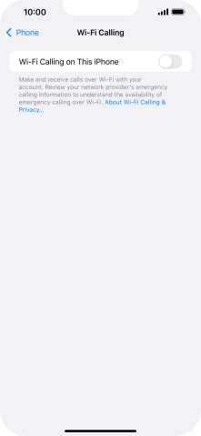 Press the indicator next to 'Wi-Fi Calling on This iPhone' to turn the function on or off.
