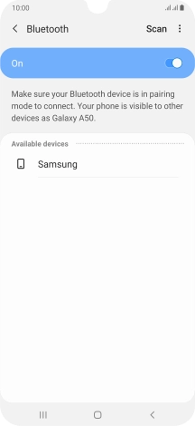 Press the required Bluetooth device and follow the instructions on the screen to pair the device with your phone.