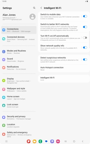 Press the indicator next to 'Switch to mobile data' to turn the function on or off.