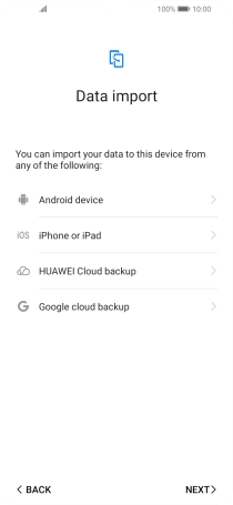 You can transfer the contents of another phone to your phone when it's activated for the first time and after a factory reset. When this screen is displayed, your phone is ready to transfer contents from another phone.