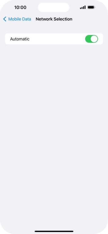Press the indicator next to 'Automatic' to turn automatic network selection on or off.