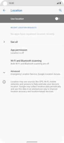 Press the indicator next to 'Use location' to turn the function on or off.