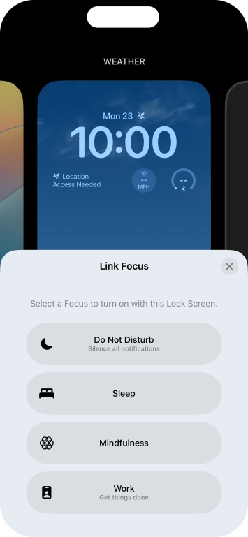 Press the required focus mode. Press the required focus mode.