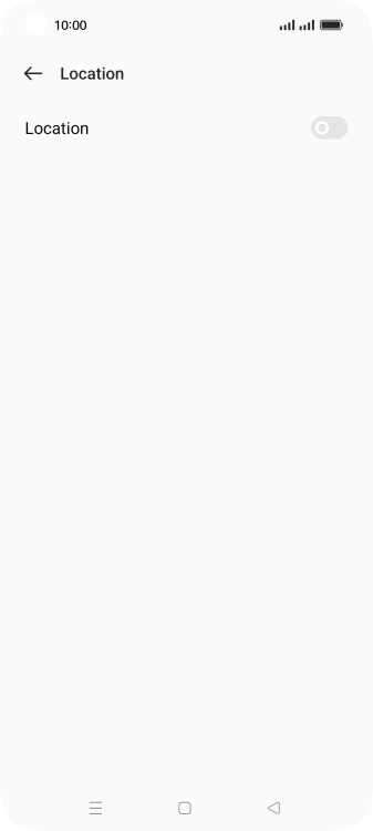 Press the indicator next to 'Location' to turn the function on or off. Press the indicator next to 'Location' to turn the function on or off.