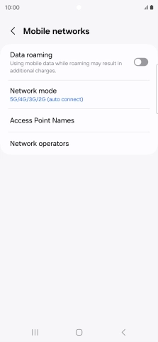 Press the indicator next to 'Data roaming' to turn the function on or off.