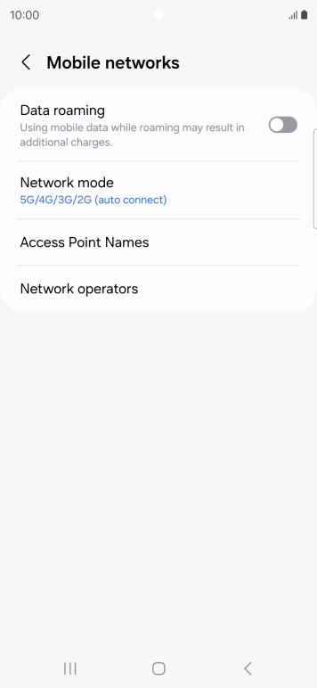 Press the indicator next to 'Data roaming' to turn the function on or off.