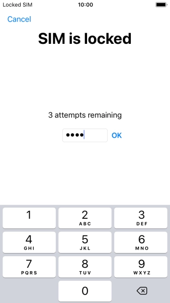 Key in your SIM PIN and press OK. The default SIM PIN is 0000.