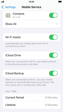 Press the indicator next to 'Wi-Fi Assist' to turn the function on or off.