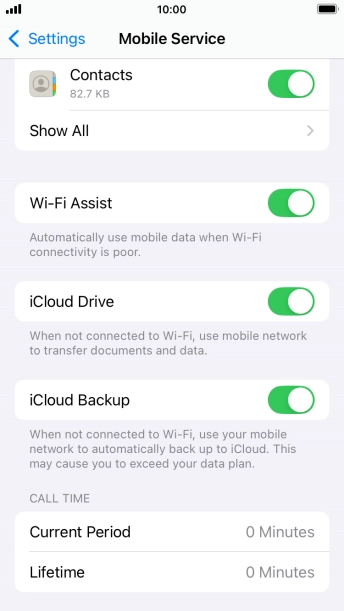 Press the indicator next to 'Wi-Fi Assist' to turn the function on or off.