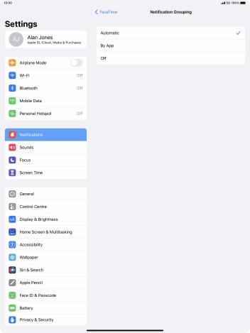 Press the required setting.