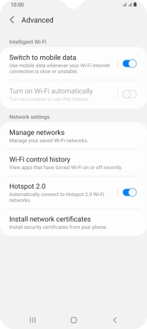 Press the indicator next to 'Switch to mobile data' to turn the function on or off.