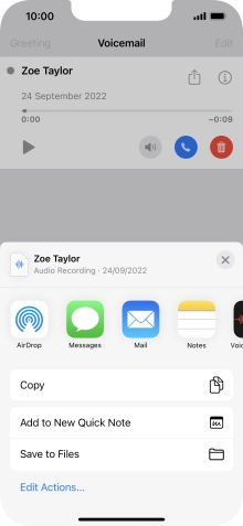 Press the required setting and follow the instructions on the screen to share or save the message.