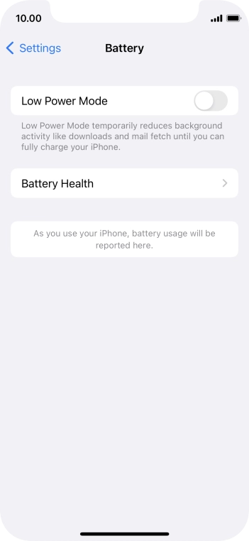 Press the indicator next to 'Low Power Mode' to turn on the function.