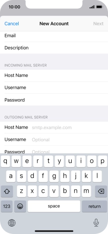 Press Host Name and key in the name of your email provider's outgoing server.