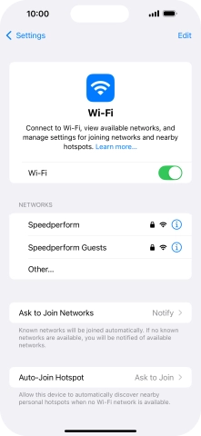 Press the required WiFi network and key in the password for the WiFi network.