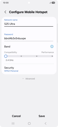 Press the field below 'Network name' and key in the required name.