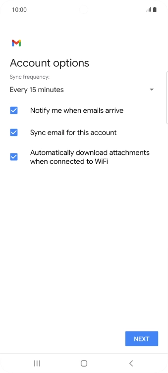 If this screen is displayed, you email account has been recognised and set up automatically. Follow the instructions on the screen to key in more information and finish setting up your phone.