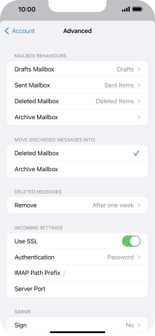 Press the indicator next to 'Use SSL' to turn off the function.