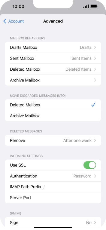 Press the indicator next to 'Use SSL' to turn off the function.