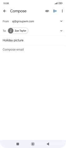 Press the text input field and write the text for your email.