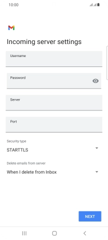 Press the field below 'Username' and key in the username for your email account.