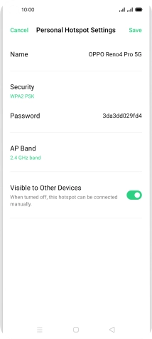Press Name and key in the required name for the WiFi hotspot.